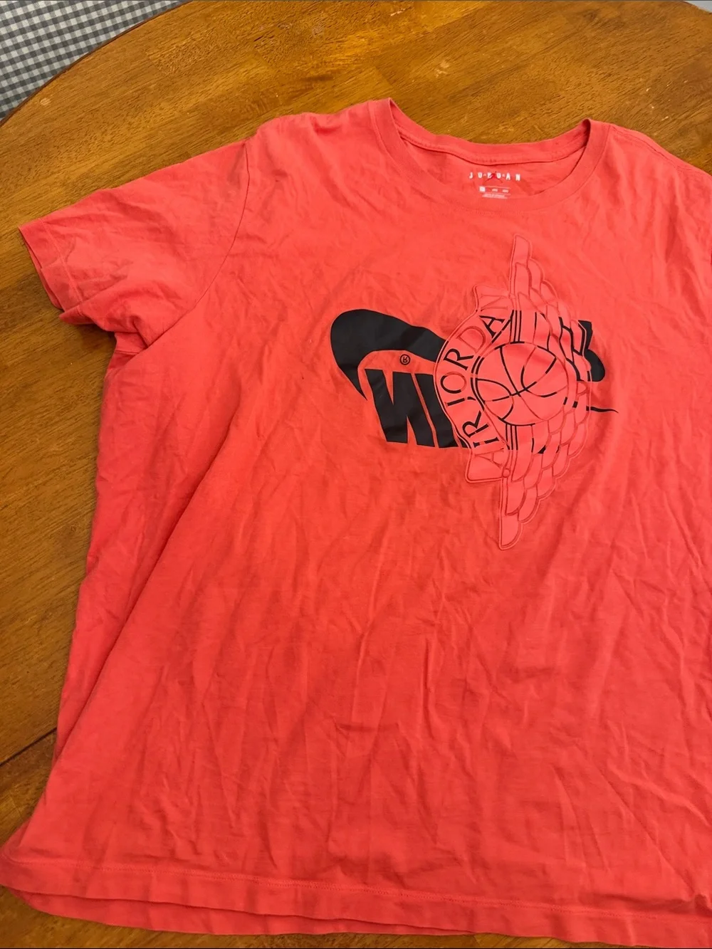 Jordan Coral-Red Short Sleeve Crewneck T-Shirt with Black Logo xxxl